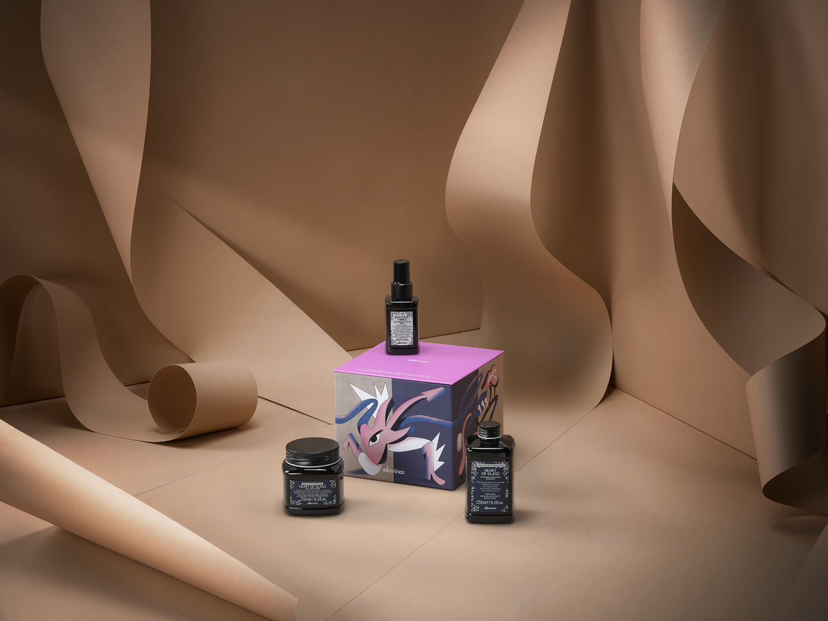 Davines HEART OF GLASS - Lipstick & Amplifier Gift Set - for Blonde Hair